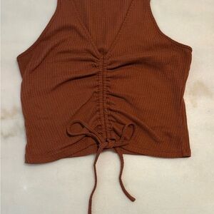 Rust Brown Ruched Women's Top